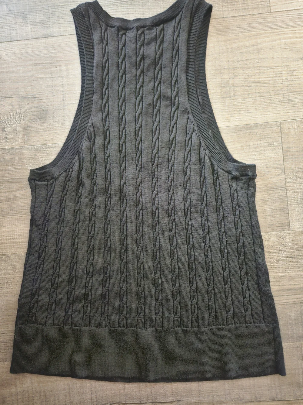 Banana Republic 100% Merino Wool Cable-Knit Sweater Tank Vest - Black Size XL
